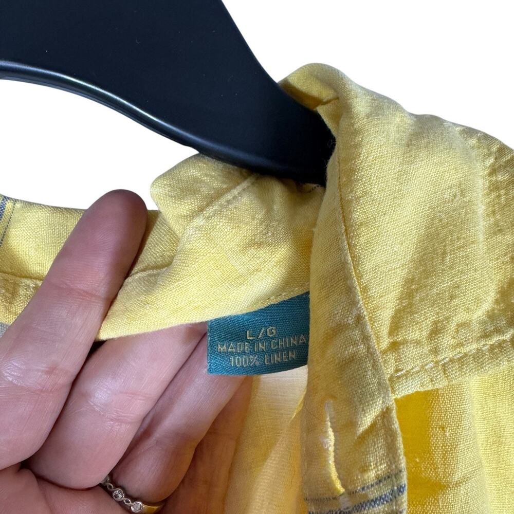 Tommy Bahama Relax Men Large Yellow checked 100% linen Button down Casual Shirts - Picture 9 of 14